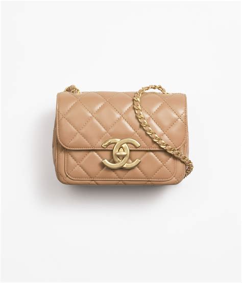 Mini flap bag, Shiny lambskin & gold